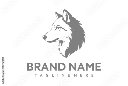 wolf head logo design template.