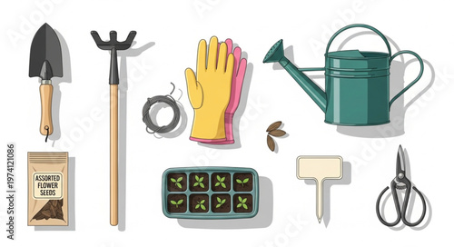 Gardening Tools and Supplies for Planting Seeds.