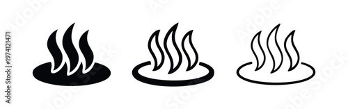 Hot spring and aroma spa icon set. Sauna steam or smoke sign vector illustration.