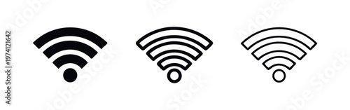 Wi-Fi signal icon set. Wireless internet connection symbol vector illustration.