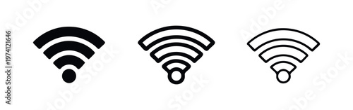 Wireless internet signal icon set. Wi-Fi connection symbol vector illustration.