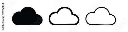 Cloud Icon Set - Data Storage, Computing, and Network Symbol