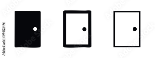 Door icons set. Simple interior or exterior door symbol in solid and outline styles.
