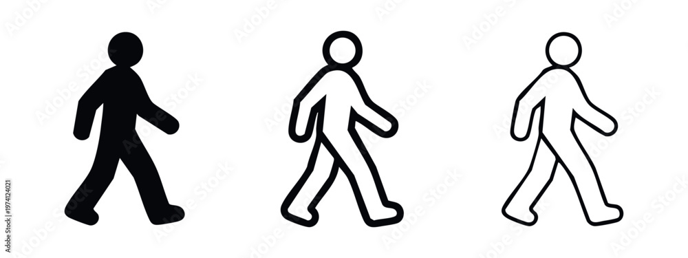 Fototapeta premium Walking person icon set. Pedestrian movement and human activity symbol for signs or apps.