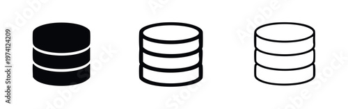 Stacked cylinder icon set representing database servers or coin stacks.