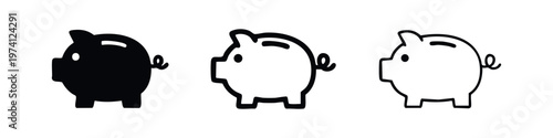 Piggy bank icon set for savings, financial planning, and future goals.
