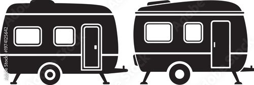 Two caravan silhouette icons on white background.