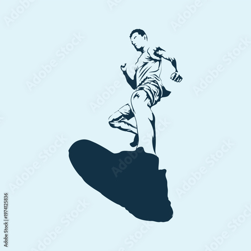 Silhouette-style illustration of a person in mid-air, executing a martial arts kick.