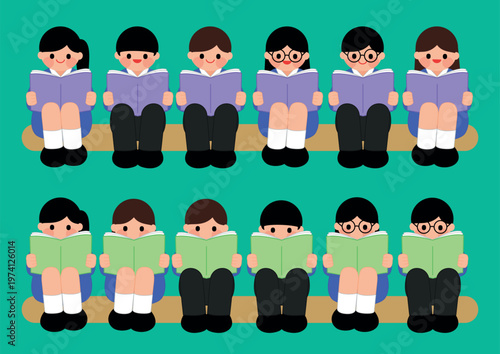 독서, 책 읽기하는 학생들