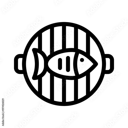 grilled fish line icon