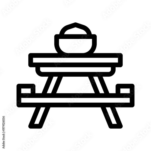 picnic table line icon