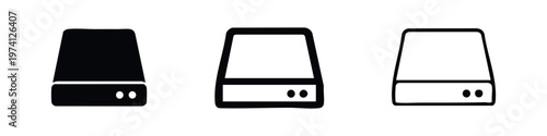 External Hard Drive and Server Storage Device Icons Set