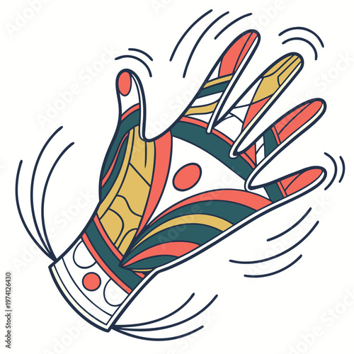 Abstract patterned hand flat vector illustration perfect for promoting concepts of diversity, creativity, and unique human expression.