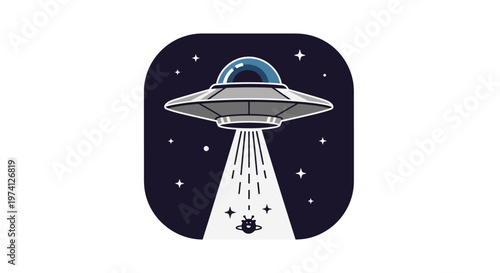 Alien spaceship abducting a person.