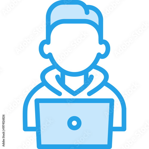 Freelance Outline Blue Color Icon
