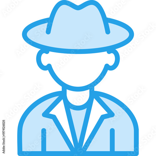 Detective Outline Blue Color Icon