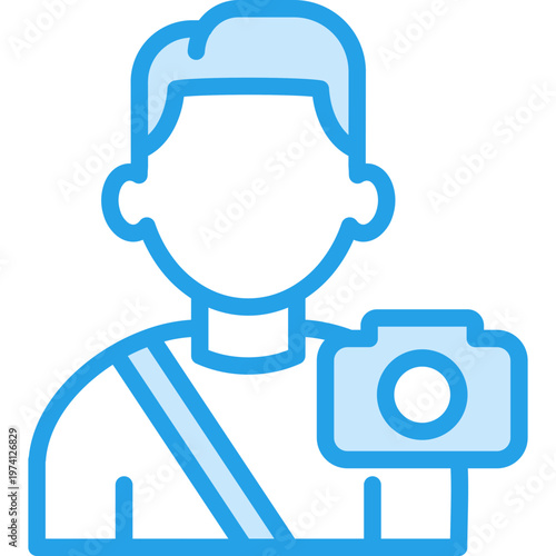 Photographer Outline Blue Color Icon