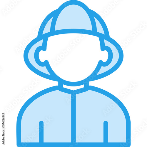 Firefighter Outline Blue Color Icon