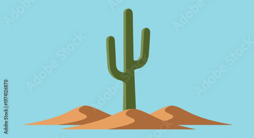 Green Cactus on Sandy Mound.