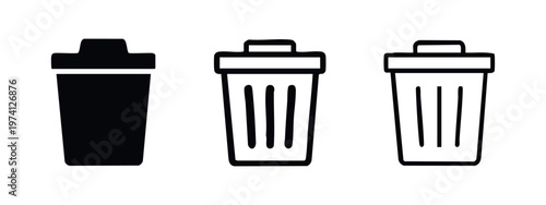 Trash Can Icons Set - Delete and Recycle Bin Symbols