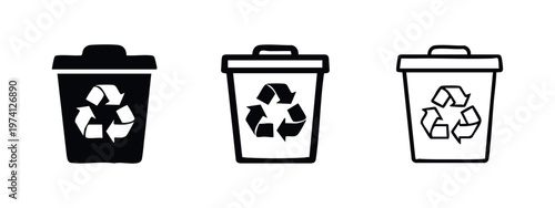 Cuadro en lienzo Environmental Recycle Bin Icons - Waste Management and Sustainability Symbols