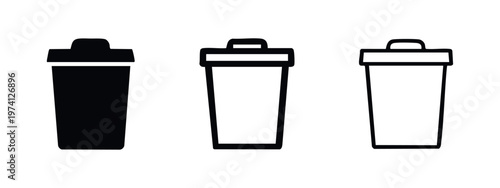 Delete Trash Can Icons - Waste Disposal and Removal Symbols
