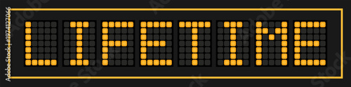 Tableau sur toile Orange color led banner in word lifetime on black background