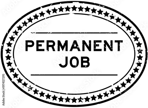 Grunge black permanent job word oval rubber seal stamp on white background