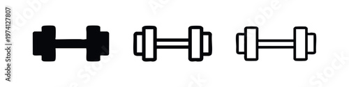 Dumbbell fitness icon set. Gym and workout equipment symbol in multiple styles.