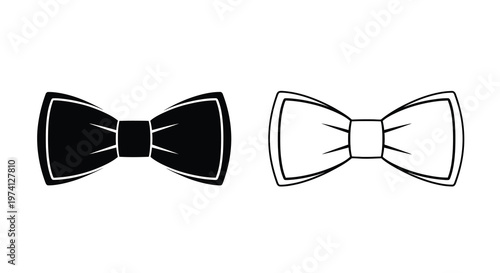 Two bow ties one black and one white presented in a simple vector illustration