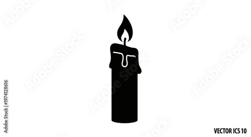 Black candle with a flame.