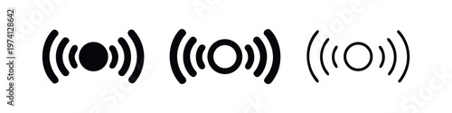 Wireless Signal Wave Icon Set. Wi-Fi or Radio Communication Symbol for Network and Technology. Broadcast Vector.