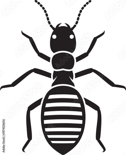 Silhouette icon of a termite insect, graphic symbol of pest or bug, isolated on white.