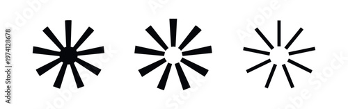 Eight Point Starburst Icon Set. Sparkle or Loading Spinner Symbol. Abstract Radial Graphic Element Vector.