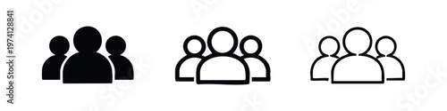 Group of People Icon Set - Teamwork, Community, and Social Network Symbol