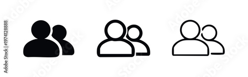 Two People Icon Set - Couple, Partnership, and Small Group Symbol