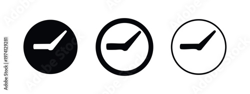 Check Mark in Circle Icons Set. Tick sign, approval or completion symbol. Vector graphic for success, task, done.