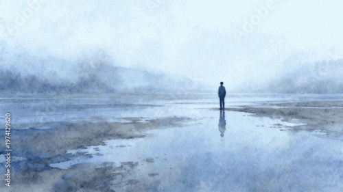 Lost in Fog Alone in the Mist isolated watercolor vector illustration svg