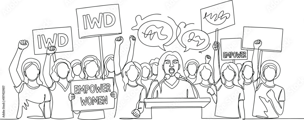 Obraz premium cartoon crowd with signs and speech bubbles