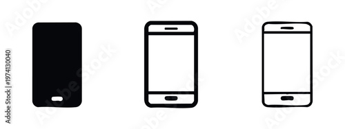 Smartphone Icon Set - Mobile Phone Symbol in Solid and Outline Styles for Digital Devices