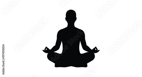 Meditating person in lotus position a striking black shape silhouette