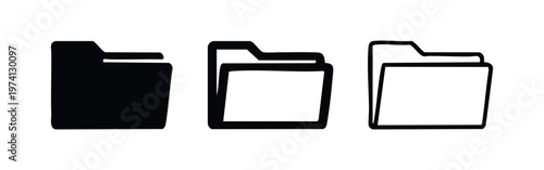 Open Folder Icon Set - File Directory Symbol for Digital Storage and Organization