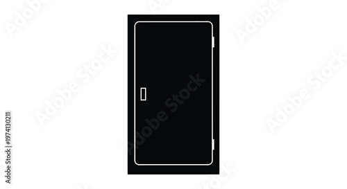 Minimalist depiction of a black rectangle resembling a mobile phone silhouette