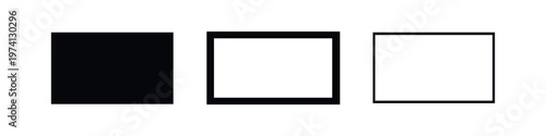 Square frame icon set in solid, bold outline, and thin outline styles on a clean white background