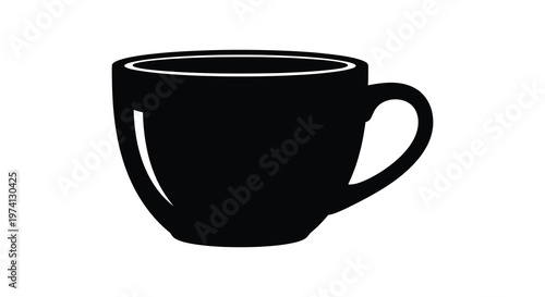 Simple black cup illustration with a clean modern silhouette high quality