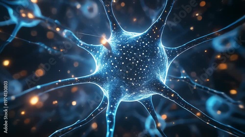 Quantum neural system flow futuristic data network glowing nodes advanced technology visualization abstract motion design