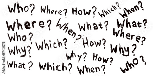Εκτύπωση καμβά Hand drawn grunge question words vector for edgy designs