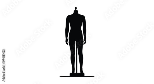 Black female mannequin form displayed against a stark white background silhouette