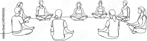 yoga class, people meditating