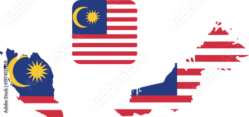 Map of malaysia with national flag pattern